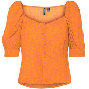 VERO MODA Women's Vmmenny 2/4 Shirt Top WVN Ga Blouse, Georgia Peach/AOP: melin, Large VERO MODA Women's Vmmenny 2/4 Shirt Top WVN Ga Blouse, Georgia Peach/AOP: melin, Large