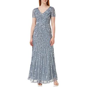 Maya Deluxe Womens Maxi Ladies Embellished Sequin Long Short Sleeve V Neck High Empire Waist Cut Shiny Prom Wedding Bridesmaid Dress, Dusty Blue, 12 UK Maya Deluxe Womens Maxi Ladies Embellished Sequin Long Short Sleeve V Neck High Empire Waist Cut Shiny Prom Wedding Bridesmaid Dress, Dusty Blue, 12 UK