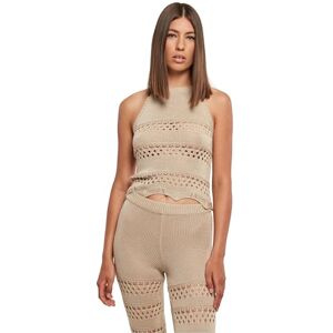 Urban Classics Women's Tb5495-ladies Short Crochet Knit Neckholder Top Cami Shirt, softseagrass, L Urban Classics Women's Tb5495-ladies Short Crochet Knit Neckholder Top Cami Shirt, softseagrass, L