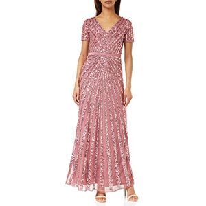 Maya Deluxe Women's Maxi Ladies Embellished Sequin Dress Long Short Sleeve V Neck High Empire Waist A Cut Shiny Prom Wedding Bridesmaid, Desert Rose, 8 Maya Deluxe Women's Maxi Ladies Embellished Sequin Dress Long Short Sleeve V Neck High Empire Waist A Cut Shiny Prom Wedding Bridesmaid, Desert Rose, 8