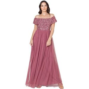 Maya Deluxe Women's Ladies Bardot Dress Maxi Embellished Hight Empire Waist Sleeveless Tulle for Wedding Guest Prom Graduation Bridesmaid, Desert Rose, 8 Maya Deluxe Women's Ladies Bardot Dress Maxi Embellished Hight Empire Waist Sleeveless Tulle for Wedding Guest Prom Graduation Bridesmaid, Desert Rose, 8