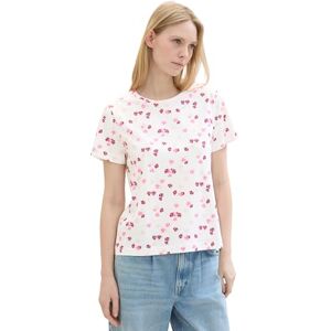 TOM TAILOR Women's 1040544 Basic T-Shirt with Print, 35315-Offwhite Pink Flower Design, XXL TOM TAILOR Women's 1040544 Basic T-Shirt with Print, 35315-Offwhite Pink Flower Design, XXL
