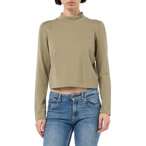 Calvin Klein Women’s Elastic Milano Logo Mock Neck Long Sleeve Top, Beige (Nordic Dust), M Calvin Klein Women’s Elastic Milano Logo Mock Neck Long Sleeve Top, Beige (Nordic Dust), M