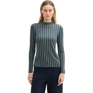 TOM TAILOR Women's Long-Sleeved Shirt with Stand-Up Collar, 36552 Contemporary Navy Check, L TOM TAILOR Women's Long-Sleeved Shirt with Stand-Up Collar, 36552 Contemporary Navy Check, L