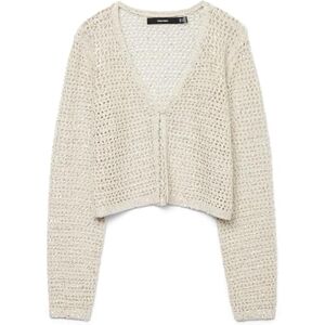 VERO MODA Women's Vmleilani Mesh LS V-Neck Short Cardigan, Birch, L VERO MODA Women's Vmleilani Mesh LS V-Neck Short Cardigan, Birch, L