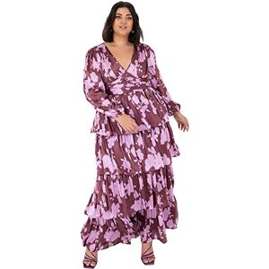 Anaya with Love Womens Maxi Dress for Wedding Guest Ladies Long Sleeve Length Deep V Plunge Neckline Floral Tiered Ruffle Empire Waist Purple Size 16 Anaya with Love Womens Maxi Dress for Wedding Guest Ladies Long Sleeve Length Deep V Plunge Neckline Floral Tiered Ruffle Empire Waist Purple Size 16