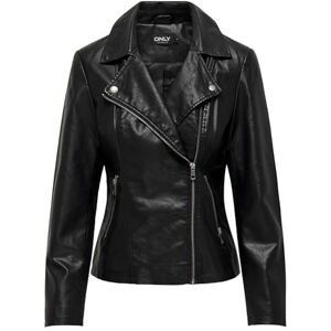 ONLY Women's Onlnewmelisa Faux Leather Biker CC OTW Jacket, Schwarz, S ONLY Women's Onlnewmelisa Faux Leather Biker CC OTW Jacket, Schwarz, S