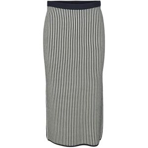 VERO MODA Women's Vmgold Pinstripe Pencil 7/8 Skirt Ga Knitted, Navy Blazer/Detail: w. Birch, S VERO MODA Women's Vmgold Pinstripe Pencil 7/8 Skirt Ga Knitted, Navy Blazer/Detail: w. Birch, S