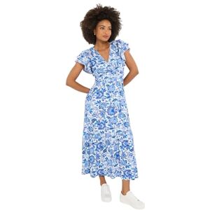 Joe Browns Women's V Neck Floral Shirred Waist Maxi Dress, Regular, Blue, UK 14 Joe Browns Women's V Neck Floral Shirred Waist Maxi Dress, Regular, Blue, UK 14