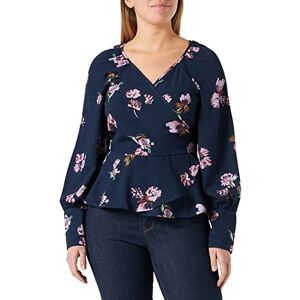 Vero Moda Curve Women's VMLYDIA LS WRAP TOP WVN CUR Blouse, Navy Blazer/AOP:Lana, 48 Vero Moda Curve Women's VMLYDIA LS WRAP TOP WVN CUR Blouse, Navy Blazer/AOP:Lana, 48