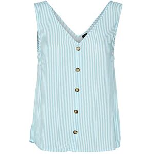 VERO MODA Women's Vmbumpy SL Top WVN Noos, Snow White/Stripes: Bachelor Button, S VERO MODA Women's Vmbumpy SL Top WVN Noos, Snow White/Stripes: Bachelor Button, S