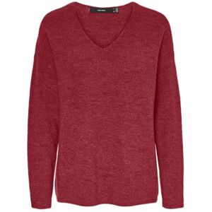 VERO MODA Women's Vmcrewlefile LS V-Neck Blouse Noos, Karanda Red, S VERO MODA Women's Vmcrewlefile LS V-Neck Blouse Noos, Karanda Red, S