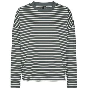VERO MODA Women's Vmabby LS O-Neck top JRS Noos Longsleeve T-Shirt, Balm Green/Stripes: Snow White, M VERO MODA Women's Vmabby LS O-Neck top JRS Noos Longsleeve T-Shirt, Balm Green/Stripes: Snow White, M