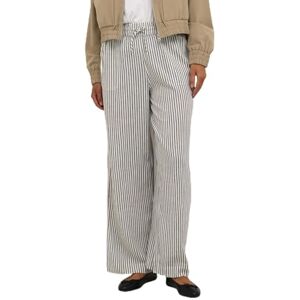Kaffe Women's Women's Casual Pants Elastic Waist Wide Legs Full-Length Pockets Pants, Chalk/Black Stripe, Kaffe Women's Women's Casual Pants Elastic Waist Wide Legs Full-Length Pockets Pants, Chalk/Black Stripe,