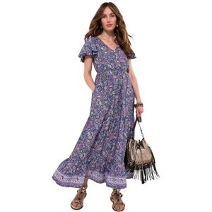 Joe Browns Women's Fashion Boho Printed Frilly Sleeve Tiered Maxi Dress, Regular Fit, Blue, UK 10 Joe Browns Women's Fashion Boho Printed Frilly Sleeve Tiered Maxi Dress, Regular Fit, Blue, UK 10