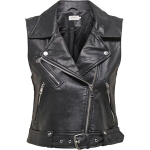 ONLY Women's Onlvera OTW Noos Faux Leather Waistcoat Jacket, Black, L ONLY Women's Onlvera OTW Noos Faux Leather Waistcoat Jacket, Black, L