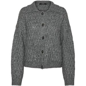 VERO MODA Women's Vmcarlie LS Polo Neck Cardigan Ga, Medium Grey Melange, M VERO MODA Women's Vmcarlie LS Polo Neck Cardigan Ga, Medium Grey Melange, M