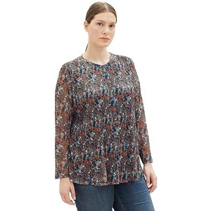 TOM TAILOR Women's 1039920 Mesh Long-Sleeved Shirt Blouse with Pattern, 32370-Navy Small Tie Dye Floral, 24 TOM TAILOR Women's 1039920 Mesh Long-Sleeved Shirt Blouse with Pattern, 32370-Navy Small Tie Dye Floral, 24