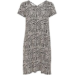 ONLY Women's Onlbera Back Lace Up S/S Dress JRS Noos, Black/AOP: Eggnog/Black Leo, L ONLY Women's Onlbera Back Lace Up S/S Dress JRS Noos, Black/AOP: Eggnog/Black Leo, L