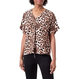 VERO MODA Women's Vmeasy Joy SS V-Neck top WVN Ga, Tan/AOP: Leo, XS VERO MODA Women's Vmeasy Joy SS V-Neck top WVN Ga, Tan/AOP: Leo, XS