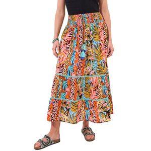 Joe Browns Women's Fashion Tropical Print Tiered Maxi Skirt, Regular Fit, Orange, UK 8 Joe Browns Women's Fashion Tropical Print Tiered Maxi Skirt, Regular Fit, Orange, UK 8