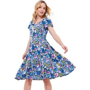 Joe Browns Women's Floral Print Shirred Waist Dress, Regular Fit, Blue, UK 8 Joe Browns Women's Floral Print Shirred Waist Dress, Regular Fit, Blue, UK 8