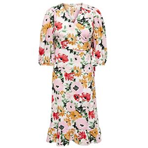 ONLY Women's Onlolivia 3/4 Wrap Midi Dress WVN Noos, Cloud Dancer/Kamil Flower, XL ONLY Women's Onlolivia 3/4 Wrap Midi Dress WVN Noos, Cloud Dancer/Kamil Flower, XL