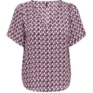 ONLY Women's Onlalma Life Vis S/S V-Neck top Blouse, Magenta Purple/AOP: 584 Posh, M ONLY Women's Onlalma Life Vis S/S V-Neck top Blouse, Magenta Purple/AOP: 584 Posh, M