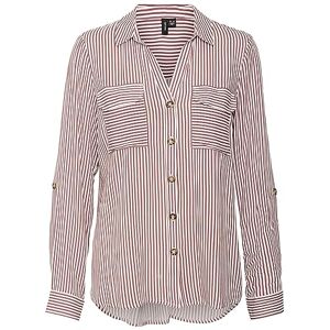 VERO MODA Women's Vmbumpy L/S Shirt New WVN Ga Noos Blouse, Snow White/Stripes: Dry Rose, S VERO MODA Women's Vmbumpy L/S Shirt New WVN Ga Noos Blouse, Snow White/Stripes: Dry Rose, S
