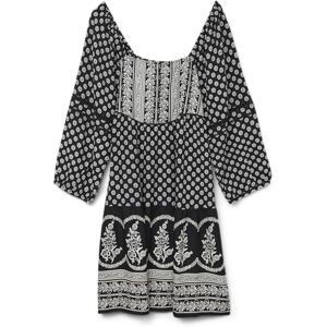 VERO MODA Women's Vmsimi Savanna 3/4 Short Dress WVN Ga, Black, XS VERO MODA Women's Vmsimi Savanna 3/4 Short Dress WVN Ga, Black, XS