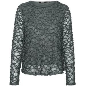 VERO MODA Women's Vmelga Ls Short Boatneck Glitter Top JRS Long Sleeve Blouse, Balm Green/Detail:3D Lurex, Large VERO MODA Women's Vmelga Ls Short Boatneck Glitter Top JRS Long Sleeve Blouse, Balm Green/Detail:3D Lurex, Large