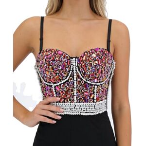 Bslingerie ® Madonna Style Metallic Studs Bustier Bra Corset Top, Red Crystal, Large Bslingerie ® Madonna Style Metallic Studs Bustier Bra Corset Top, Red Crystal, Large