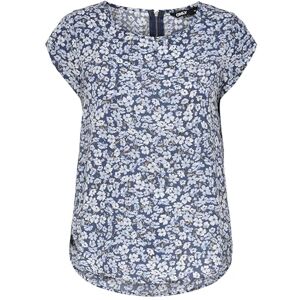 ONLY Women's Onlvic Ss Aop Top Noos Ptm Shirt, Vintage Indigo/Aop: Ranch Flower, 8 ONLY Women's Onlvic Ss Aop Top Noos Ptm Shirt, Vintage Indigo/Aop: Ranch Flower, 8