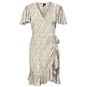 VERO MODA Women's Vmemma Henna 2/4 Short Wrap Dress WVN Ga, Sprucestone/AOP:Mille Flower, XS VERO MODA Women's Vmemma Henna 2/4 Short Wrap Dress WVN Ga, Sprucestone/AOP:Mille Flower, XS