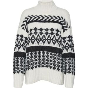 VERO MODA Women's Vmample LS Highneck Pullover Ga Boo Knitted Jumper, Birch/Detail: w. Black, L VERO MODA Women's Vmample LS Highneck Pullover Ga Boo Knitted Jumper, Birch/Detail: w. Black, L