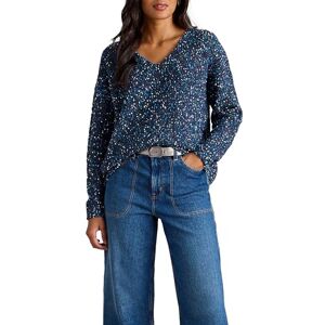 White Stuff V-Neck Pullover with Textured Pattern Long Sleeve, Regular Fit Dark Blue Size 12 White Stuff V-Neck Pullover with Textured Pattern Long Sleeve, Regular Fit Dark Blue Size 12