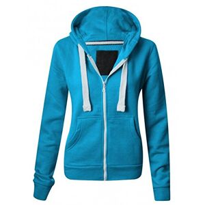 Parsa Fashions Ladies Plain Zip Up Hoodie Womens Fleece Hooded Top Long Sleeves Front Pockets Soft Stretchable Comfortable (Turquoise/5XL UK-22)
