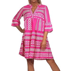 VERO MODA Women's Vmdicthe 3/4 Tunic WVN Top, Pink Yarrow/AOP:Ibiza Snow White, S VERO MODA Women's Vmdicthe 3/4 Tunic WVN Top, Pink Yarrow/AOP:Ibiza Snow White, S