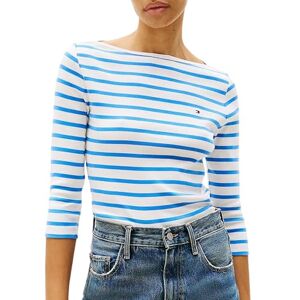 Tommy Hilfiger Women’s Long Sleeve Slim Fit New Cody Top with Boat Neck, Multicolor (Ecru/Blue Spell STP), L Tommy Hilfiger Women’s Long Sleeve Slim Fit New Cody Top with Boat Neck, Multicolor (Ecru/Blue Spell STP), L