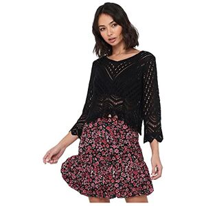 JDY Women's New Sun KNT Noos 3/4 Cropped Pullover Knitted Jumper, Black, XL JDY Women's New Sun KNT Noos 3/4 Cropped Pullover Knitted Jumper, Black, XL