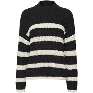 VERO MODA Women's Vmhilda Ls High Neck Pullover Ga Noos Sweater, Black/Stripes:Birch, S VERO MODA Women's Vmhilda Ls High Neck Pullover Ga Noos Sweater, Black/Stripes:Birch, S