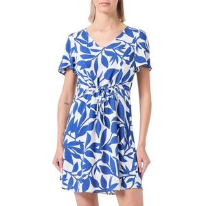VERO MODA Women's Vmeasy Joy Ss Short Dress WVN Ga Summer, Snow White/AOP: Alisa Mazarine Blue, S VERO MODA Women's Vmeasy Joy Ss Short Dress WVN Ga Summer, Snow White/AOP: Alisa Mazarine Blue, S