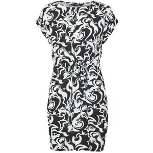 VERO MODA Women's Vmeasy Joy S/S Tie Short Dress WVN Ga mini, Snow White/AOP: Black Graphical, XS VERO MODA Women's Vmeasy Joy S/S Tie Short Dress WVN Ga mini, Snow White/AOP: Black Graphical, XS