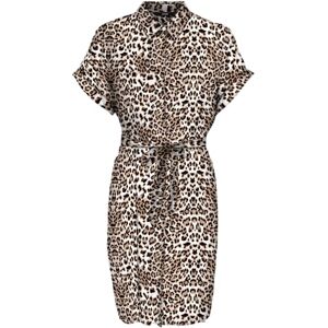 VERO MODA Women's Vmeasy Joy S/S Shirt Dress WVN Ga Dress, Tan/AOP: liv, M VERO MODA Women's Vmeasy Joy S/S Shirt Dress WVN Ga Dress, Tan/AOP: liv, M