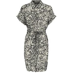 VERO MODA Women's Vmeasy Joy S/S Shirt Dress WVN Ga Dress, Black/AOP: sika, M VERO MODA Women's Vmeasy Joy S/S Shirt Dress WVN Ga Dress, Black/AOP: sika, M
