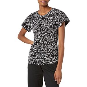 Amazon Essentials Women's Regular-Fit Cape Sleeve Open Crewneck T-Shirt, Black White Animal Print, M Amazon Essentials Women's Regular-Fit Cape Sleeve Open Crewneck T-Shirt, Black White Animal Print, M