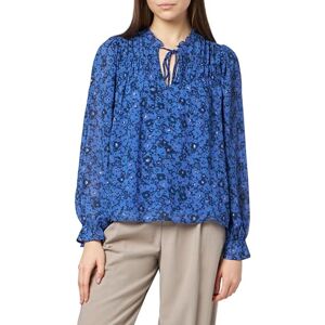 VERO MODA Women's Vmholly Ls V-Neck String Top WVN Ga Longsleeve T-Shirt, Beaucoup Blue/AOP:rija Foil, XS VERO MODA Women's Vmholly Ls V-Neck String Top WVN Ga Longsleeve T-Shirt, Beaucoup Blue/AOP:rija Foil, XS