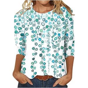 Summer Tops For Women Uk 0504a5863 3/4 Sleeve Tee Shirts Long Sleeve T Shirt Womens Round Neck Tops for Women UK Green Day T-Shirt Tops Y2K Ladies Summer Tops Blouses Shirts Elegant Print Loose Midi Casual Tops Mint Clearance