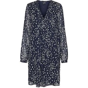 VERO MODA Women's Vmholly LS Pleat Short Dress WVN Ga Mini, Navy Blazer/AOP:manola, M VERO MODA Women's Vmholly LS Pleat Short Dress WVN Ga Mini, Navy Blazer/AOP:manola, M