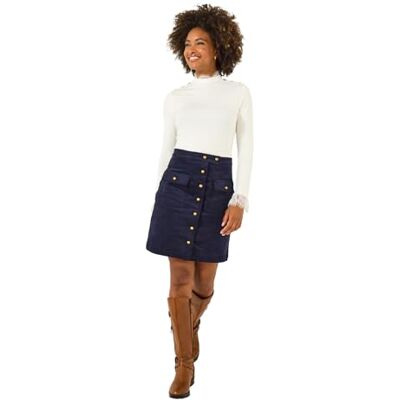 Joe Browns Women's Patch Pocket Cord Mini Skirt, Regular, Blue, UK 8 Joe Browns Women's Patch Pocket Cord Mini Skirt, Regular, Blue, UK 8